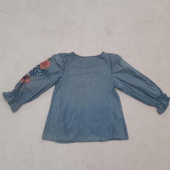 Zara striped balloon sleeve top with embroidery details - Picture 5 of 8